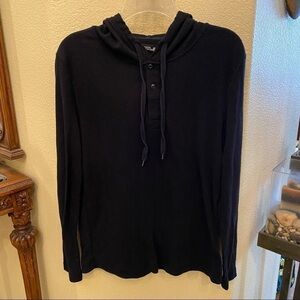 FOREIGN EXCHANGE Black Thermal Hoodie Long Sleeve Top Size Small